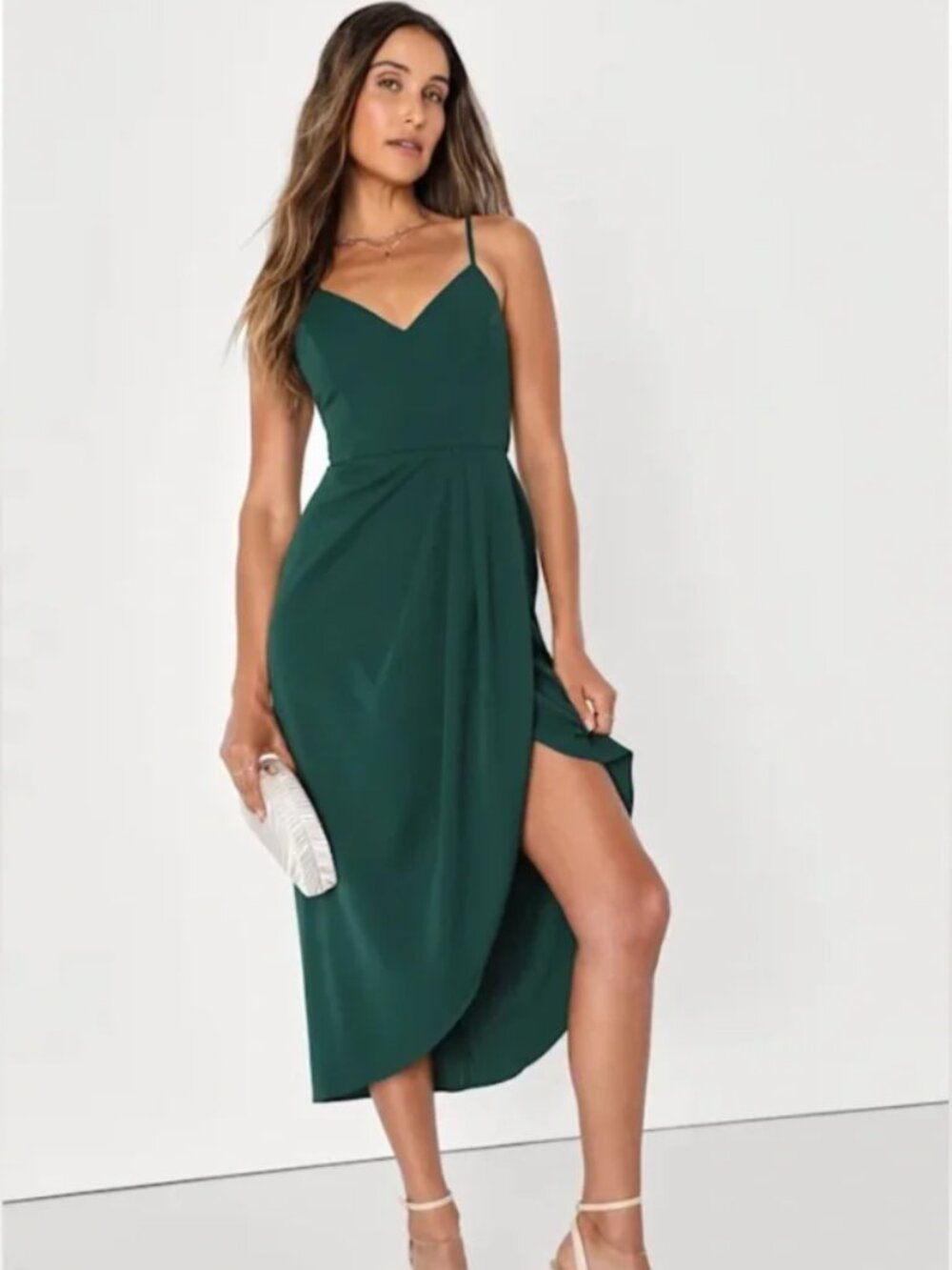 Reinette Dark Green Midi Dress Lulus